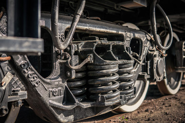 Part of train, railway wheels with springs