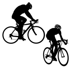 Obraz premium Set silhouette of a cyclist male on white background