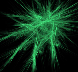 Ufo green lines fractal background. Fantasy fractal texture. Digital art. 3D rendering. Computer generated image.