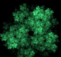 Ufo green fractal pattern background. Fantasy fractal texture. Digital art. 3D rendering. Computer generated image.