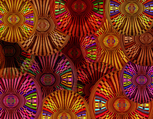 Bright abstract colorful circles on canvas background