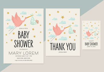 Baby Shower Invitation Layout Set