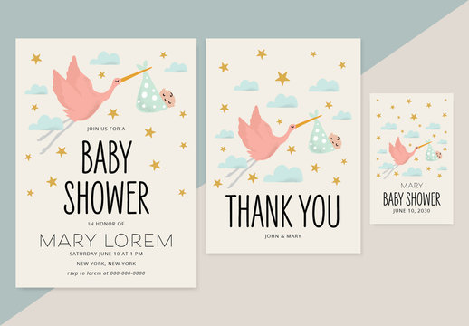 Baby Shower Invitation Layout Set