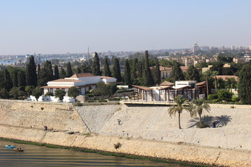 view of a city at the sues canal