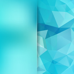 Background made of blue triangles. Square composition with geometric shapes and blur element. Eps 10