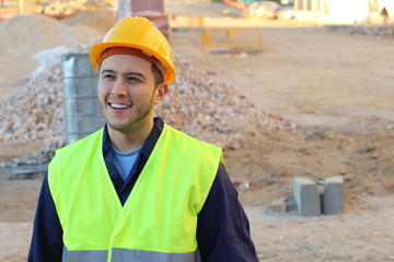 Ethnic construction worker with copy space