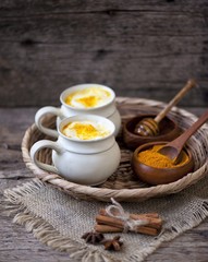 Honey on dark background. Healthy hot drink. Immune boosting remedy, detox and dieting concept