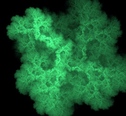 Ufo green blurred fractal background. Fantasy fractal texture. Digital art. 3D rendering. Computer generated image.