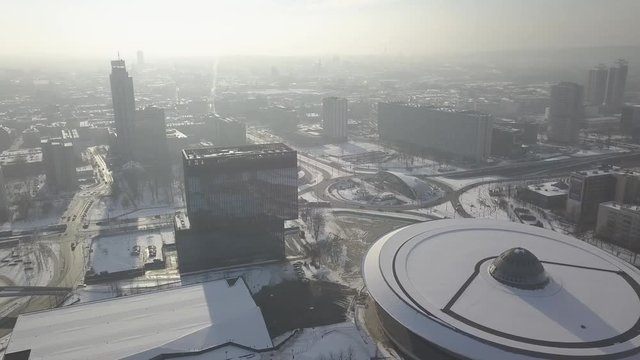 Katowice Zima Panorama z powietrza