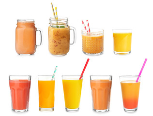 Glass of orange juice isolated on white