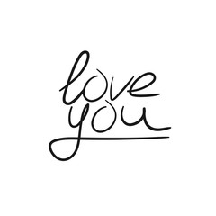 Hand drawn lettering love you