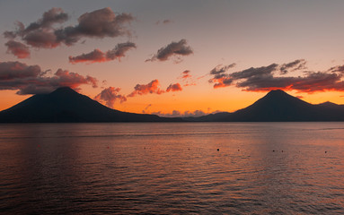 Atitlan Lake Guatemala sunset 