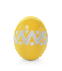 Decorated Easter egg on white background. Festive tradition