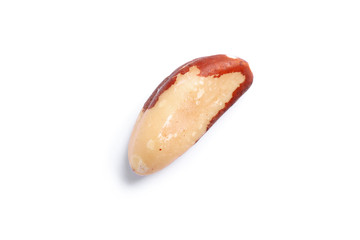Delicious Brazil nut on white background. Healthy snack