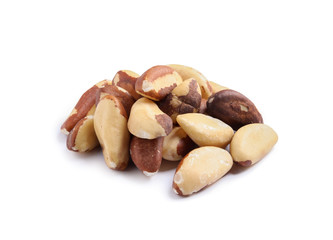Delicious Brazil nuts on white background. Healthy snack