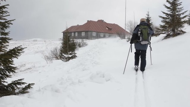 Hiker in ski trip