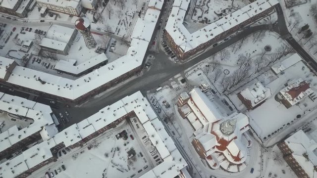Katowice Nikiszowiec Zima panorama z powietrza