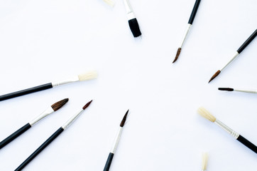 Set of brushes for painting, isolated on white