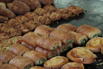 Luxurious sorts of bread at a market