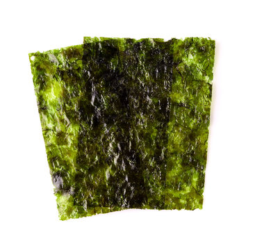 Dry seaweed on white background.