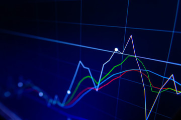Stock exchange market graph on LED screen for business concept.