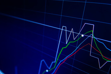 Stock exchange market graph on LED screen for business concept.