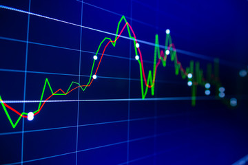 Stock exchange market graph on LED screen for business concept.