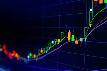 Stock exchange market graph on LED screen for business concept.