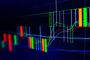 Stock exchange market graph on LED screen for business concept.