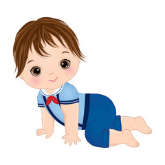 Vector Cute Baby Boy Dressed in Nautical Style
