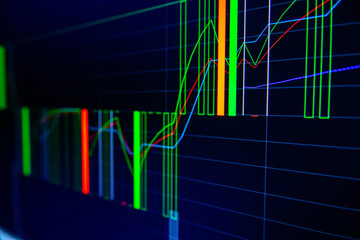 Stock exchange market graph on LED screen for business concept.