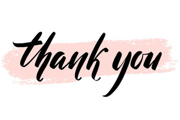 Thank you. Hand drawn creative calligraphy and brush pen lettering, design for holiday greeting cards and invitations.