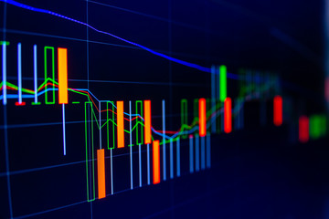 Stock exchange market graph on LED screen for business concept.