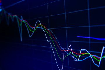 Stock exchange market graph on LED screen for business concept.