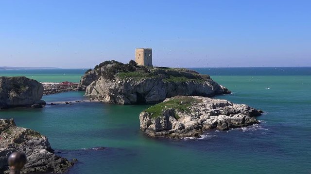 Beautiful view of the rocky islands on the Black Sea near the town of Sile, Turkey