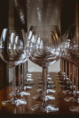 empty glasses on bar counter