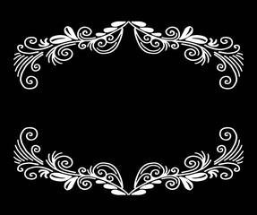 Decorative frame composition with, flowers, ornate elements in doodle style. Floral, ornate, decorative design elements