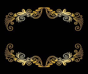 Decorative frame composition with, flowers, ornate elements in doodle style. Floral, ornate, decorative design elements