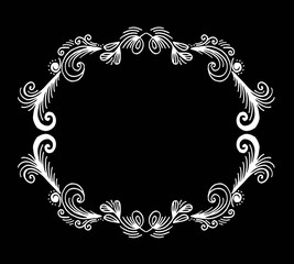 Decorative frame composition with, flowers, ornate elements in doodle style. Floral, ornate, decorative design elements