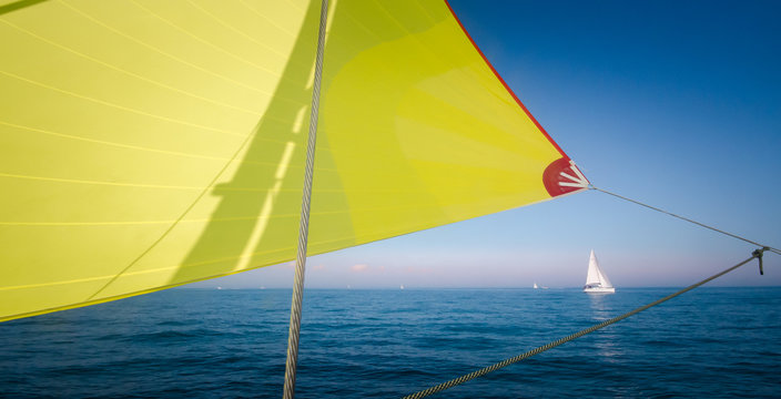 Yellow Spinnaker And Winch