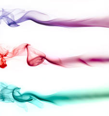 Set of abstract colorful wave smoke