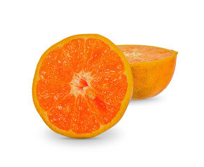 Sliced oranges isolated on white background. with clipping paths