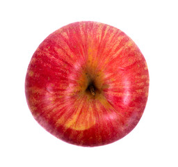 Red apple isolate on white background. top view.