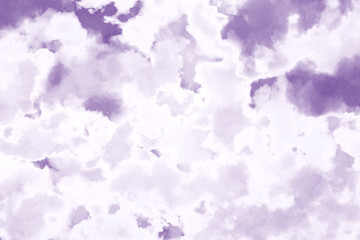 Violet ink and watercolor textures on white paper background. Paint leaks and ombre effects. Hand painted abstract image.