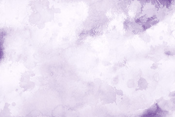 Violet ink and watercolor textures on white paper background. Paint leaks and ombre effects. Hand painted abstract image.
