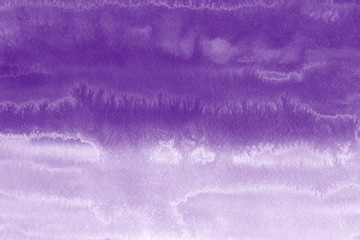 Violet ink and watercolor textures on white paper background. Paint leaks and ombre effects. Hand painted abstract image.