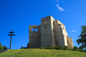 Old church and castle on the hill in Kazimierz Dolny.