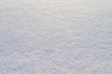 High angle view of snow texture, background with copy space. Snow texture or winter white background with grain rough pattern