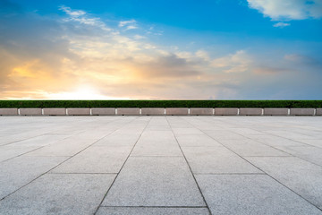 Empty Plaza Bricks and Sky Cloud Landscape..