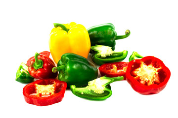 Fresh Colorful Bell pepper Half cut isolate on white

